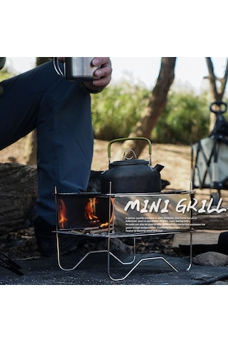 Taşınabilir Paslanmaz Çelik Barbekü Izgara Katlanır Kamp Sobası Odun Y Gümüş