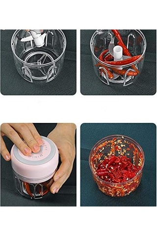 Sebze, Et, Sarımsak, Soğan Ve Zencefil Salatası İçin Küçük Elektrikli Mutfak Doğrayıcı Usb 250ml Ve 100ml Diğer