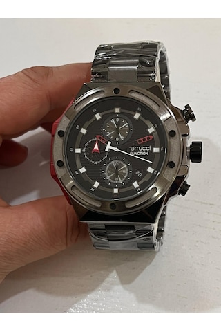 Ferrucci Koyu Füme Renk Fonksiyonları Aktif Takvimli 44mm Kasa Çap Erkek Kol Saati Kırmızı