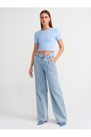 Dilvin Crop T-shirt 101a30124 Mavi