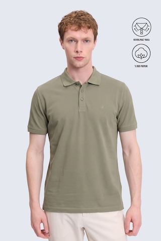 Hatemoğlu Yeşil Regular Fit Polo Yaka 100 Pamuk Tişört Yeşil - Beyaz