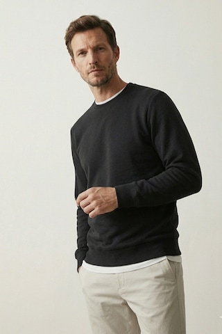 Elemge Pamuklu Erkek Sweatshirt Siyah Soft Touch Relax Fit Basic Bisiklet Yaka 3 Iplik Nefes Alan
