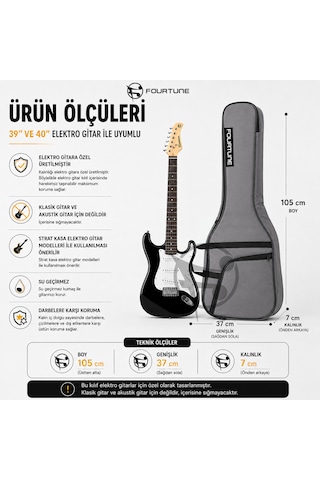 Fourtune Atlas Gri Elektro Gitar Çantası Gigbag Kalın Soft Case