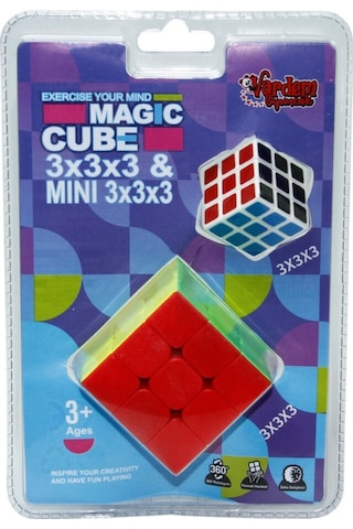 2'li Zeka Küpü Seti - Standart 3x3x3 & Mini 3x3x3 - Hızlı Dönen Etiketsiz Eğitici Akıl Oyuncağı