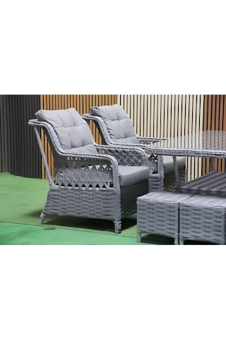Depodunya Rattan Bahçe Balkon Takımı 3 1 1 Puflu Rattan Bahçe Mobilyası Bahçe Takımı Oturma Grubu Antrasit