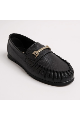 Dosa Shoes Kadın Babet Taba Zincir Tokalı Hafif Rahat Taban Şık Günlük Ayakkabı Siyah