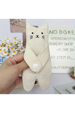 Elmpaly Sevimli Sarı Kedi Baskılı Fermuarlı Mini Kumaş Bozukluk Cüzdanı