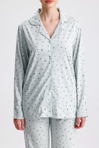 Yeni İnci Yıldız Desen Pamuk Kadın Pijama Takım Yeşil