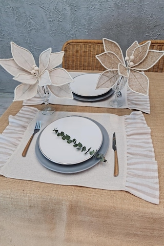 Amerikan Servisi Fırfırlı Retro 4 Lü Kahverengi