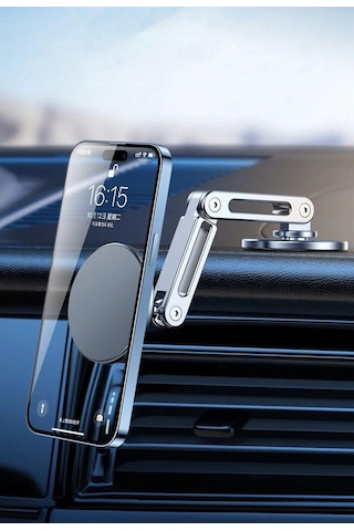 Metal Manyetik Araç İçi Telefonu Tutucu 360 Serbest Dönüş Magsafe Mıknatıslı Katlanabilir Telefon Tutucu