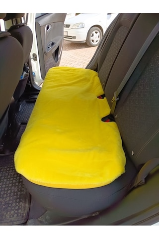 Yumuşak Tüylü Peluş Serme Oto Koltuk Minder Arka Sarı Renk
