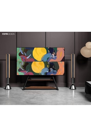 Fitueyes Tv Standı 75 100", Ayarlanabilir Yükseklik, Döndürülebilir, 85 Kg Tv Ünitesi Kahverengi
