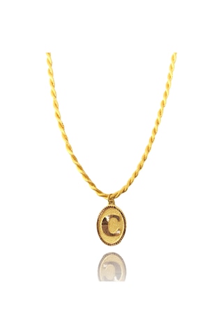 14 Ayar C Harf Sarı İpli Kolye