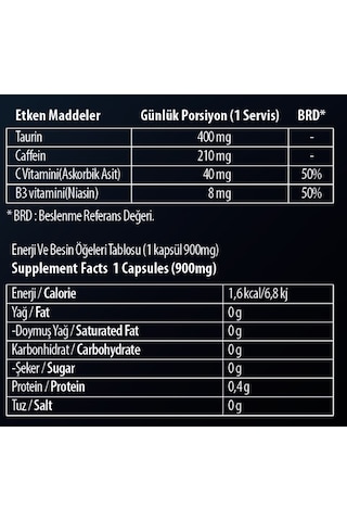 Gainup Caffeine Plus Formula Taurine - C Vit - Niasin 70 Servis