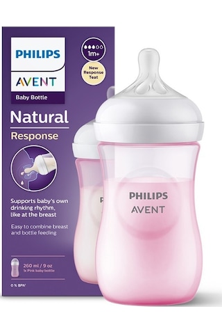 Philips Avent Natural Response PP Biberon 1+ Ay 260 ML - Pembe