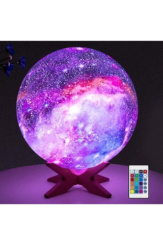 Geeroyoo 3d Ay Modeli Güneş Sistemı Işıklı Lambası - 16 Renkli Oda Dekorasyonu, Çocuk Odası Atmosfer Lambası, Hediye Seçeneği Çok Renkli