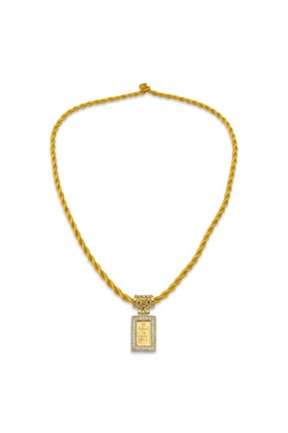 1 Gram 24 Ayar Altınlı Makrome İpli Kolye