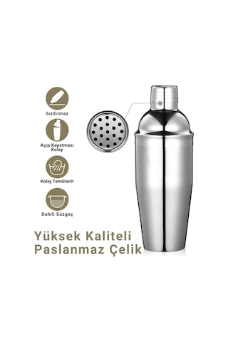 Polham 6 Parça 750ml Paslanmaz Çelik Kokteyl Shaker Seti Ev Ve Bar İçin İdeal, Sızdırmaz Kapaklı