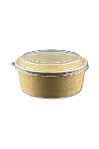 300 Adet Kraft Karton Salata Kasesi Kapaklı 1100cc