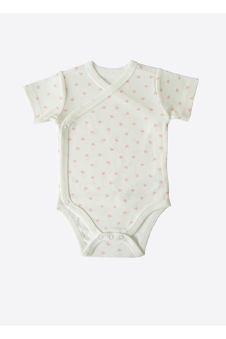 KitiKate Organik New Dreams 3'lü Kısa Kol Kruvaze Body Pembe