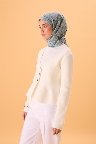 Silk Home İnce Pamuk Soft Eşarp Su Yeşili-gök Mavi Desenli Kaymaz Dokulu Tok Duruşlu 90x90 Çok Renkli