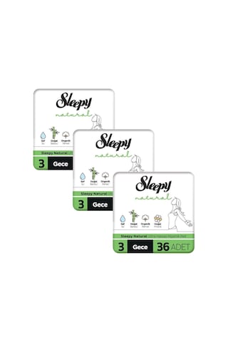 Sleepy Natural Ultra Hassas Hijyenik Ped Mega Fırsat Paketi Gece 3 x 36'lı