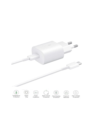 Samsung Galaxy S25 Fe Uyumlu Type-c Ultra Hızlı Şarj Seti 22.5w 3.0 Amper Şarj Adaptörü Ve Kablo