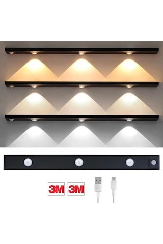 Hareket Sensörlü Ledli Gece Lambası, Parlaklık Ayarı Yapılabilir, 3000k-6000k, 3 Mod, Kablosuz, Merdiven Aydınlat Çok Renkli 39953389