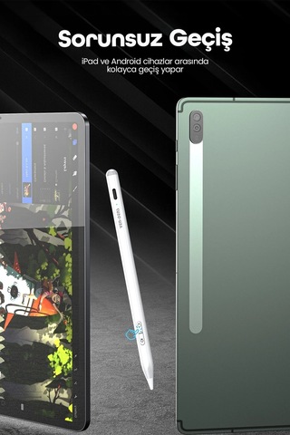 Ven-dens Vd-sp006 Apple Uyumlu iPad Ve Android Uyumlu Manyetik Tablet Kalemi, Type-c Şarj, 8 Saat, Beyaz
