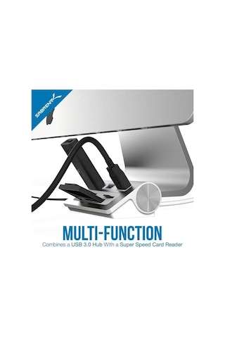 Sabrent 3 Bağlantı Noktalı Alüminyum Usb 3.0 Hub Ve Çoklu Kart Okuyucu Hb-macr