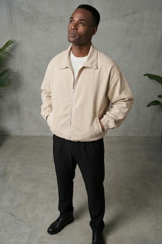 Freemen Erkek Basic Gabardin Kumaş Fermuarlı Oversize Mevsimlik Polo Yaka Ceket Bej