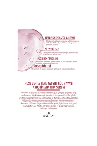 Rose Series Leke Karşıtı Gül Mayası Arbutin Aha Bha Serum 30 Ml