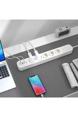 5 Prizli Akım Korumalı Uzatma Kablosu 2xusb-a + 2xusb-c 3680w - 2m Kablo 1