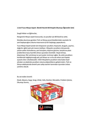 1. Sınıf Yuva Hikaye Sepeti Seti - 80 Kitap Takım- Coral Dağıtım