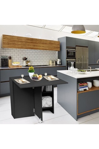 Silvia Siyah Ahşap Katlanır Yemek Masası