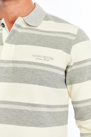 Ar-ma Erkek Ribanalı Regular Fit Çizgili Polo Yaka Sweatshirt %95 Pamuk %5 Elastane Ringel Pike K30554953002 Gri-g10 Gri