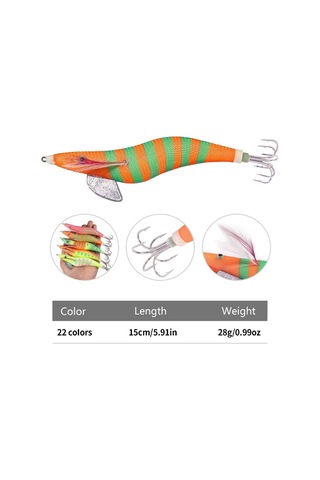 22 Renk / Set Hengjıa Sj059 Aydınlık Ahşap Karides Kukla Yem Kalamar Kancası Sert Yem, Boyut: 15cm 28g