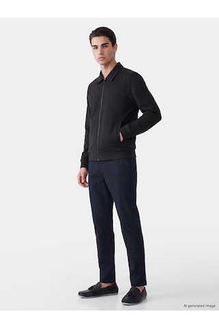 Lcwaıkıkı Classic Yeşil Polo Yaka Erkek Fermuarlı Sweatshirt