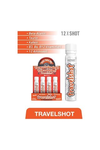 Travelshot Taurin, Kafein, Beta-alanin İçeren Gıda Takviyesi 12 Shot