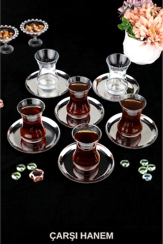 Yuvarlak 6 Parça Gümüş Paslanmaz Çelik Yuvarlak Çerezlik Tabağı