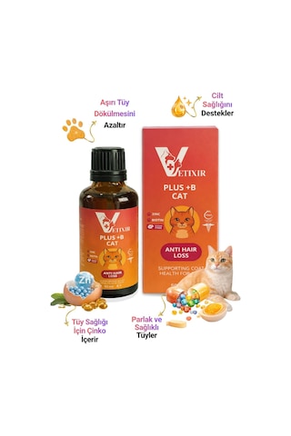 Plus B Kedi İçin Tüy Dökülme Engelleyici Deri Sağlığı Damlası Tüy Döküm Önleyici Multivitamin 50ml