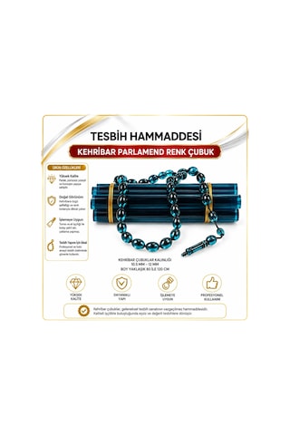 Tesbih Hammaddesi Kehribar Sıkma Çubuk Mavi Renk