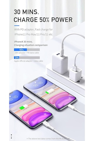 Mcdodo Ca-7290 20w Pd Flexible Serisi Type-c Lightning Data-şarj Kablosu 1.2m, Sku: Smg8690010140296