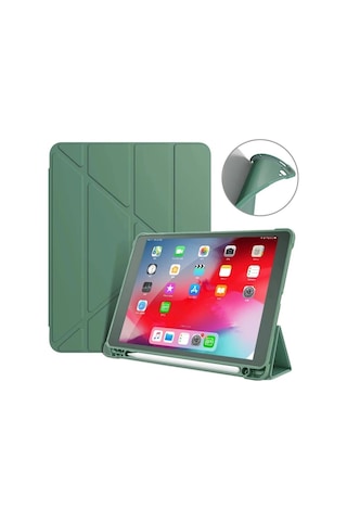 Apple Uyumlu iPad A16 11. Nesil 2025 11 Inç Kılıf Kalem Bölmeli Trifolding Standlı Uyku Modlu Silikon Kapak Kapaklı Kılıf