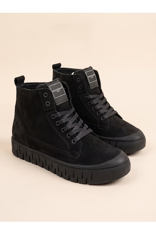 Bafaş 038601hn Siyah Hakiki Dana Derisi Tokalı Bilekli Erkek Sneaker