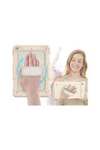 Apple İpad 5 Air 9.7 Kılıf Strap New Tablet Kapak - Pembe