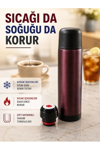 Paslanmaz Çelik Vakumlu Termos Sıcak Ve Soğuk İçecek Termosu Najmaddin Çok Renkli