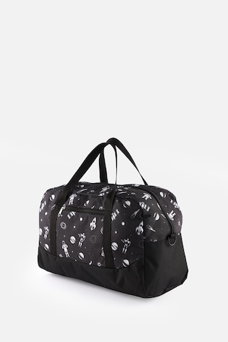 İcone Bag Baskılı Spor Çanta, Cepli Spor Çanta, Fermuarlı Detaylı Çocuk Spor Çanta, Siyah