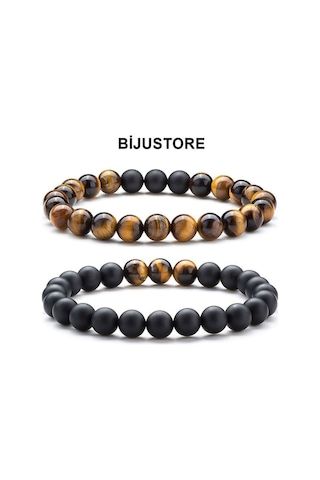 Kaplangözü & Oniks Erkek Doğal Taş Bileklik Çok Renkli