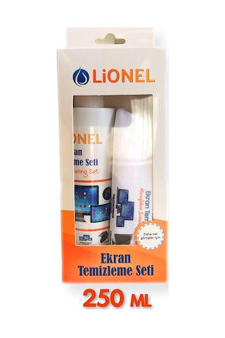 Lionel Ekran Temizleme Seti 250 Ml Temizleme Spreyi + 30x30 Cm Mikrofiber Temizleme Bezi-181